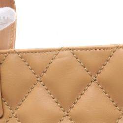 Chanel Beige Leather Wild Stitch Tote Bag