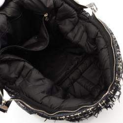 Pre Owned Chanel Black Nylon Coco Tweed Doudoune Bowling Bag