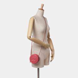 Pre Owned Chanel Pink Caviar CC Filigree Round Crossbody