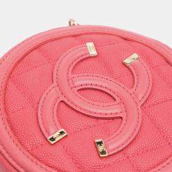 Pre Owned Chanel Pink Caviar CC Filigree Round Crossbody