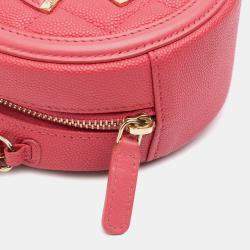 Pre Owned Chanel Pink Caviar CC Filigree Round Crossbody