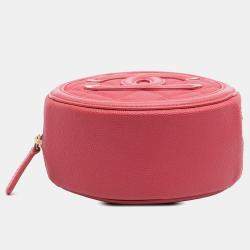 Pre Owned Chanel Pink Caviar CC Filigree Round Crossbody