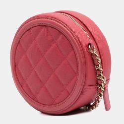 Pre Owned Chanel Pink Caviar CC Filigree Round Crossbody