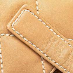 Chanel Beige/Brown CC Lambskin Wild Stitch Handbag