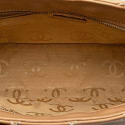 Chanel Beige/Brown CC Lambskin Wild Stitch Handbag