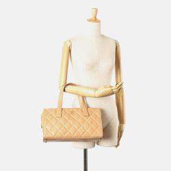 Chanel Beige/Brown CC Lambskin Wild Stitch Handbag