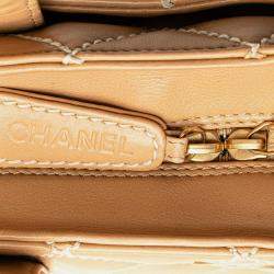 Chanel Beige/Brown CC Lambskin Wild Stitch Handbag