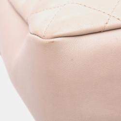 Pre Owned Chanel Beige Large Quilted Lambskin Country Chic Flap