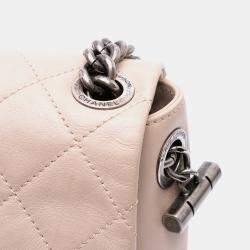 Pre Owned Chanel Beige Large Quilted Lambskin Country Chic Flap