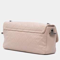 Pre Owned Chanel Beige Large Quilted Lambskin Country Chic Flap