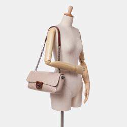 Pre Owned Chanel Beige Large Quilted Lambskin Country Chic Flap
