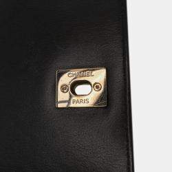 Pre Owned Chanel Black Small Stitched Calfskin Covered CC Flap