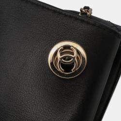 Pre Owned Chanel Black Small Stitched Calfskin Covered CC Flap
