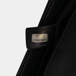 Pre Owned Chanel Black Small Stitched Calfskin Covered CC Flap