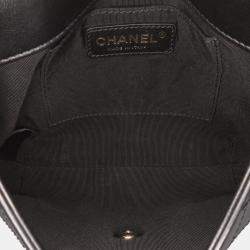 Pre Owned Chanel Black Small Stitched Calfskin Covered CC Flap