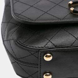 Pre Owned Chanel Black Small Stitched Calfskin Covered CC Flap