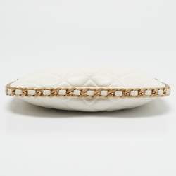 Chanel White Quilted Leather CC Chain Around Hobo