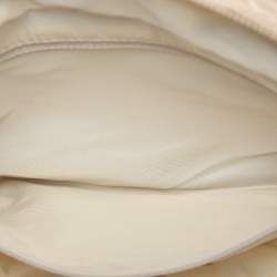 Pre Owned Chanel Beige Printed Nylon Travel Ligne Bowler Bag