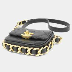 Pre Owned Chanel Black Leather Shoulder Bag