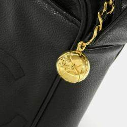 Pre Owned Chanel Black Caviar Leather Shoulder Bag