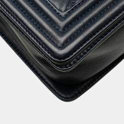 Chanel Navy Lambskin Boy Chain Shoulder Bag