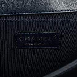 Chanel Navy Lambskin Boy Chain Shoulder Bag