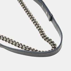 Chanel Navy Lambskin Boy Chain Shoulder Bag