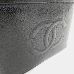Pre Owned Chanel Black Caviar CC Vanity Train Case 