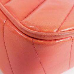 Pre Owned Chanel Red Chevron Quilted Lambskin Square Mini Flap Bag
