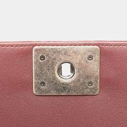 Pre Owned Chanel Burgundy Velvet Medium Velvet Boy Bag