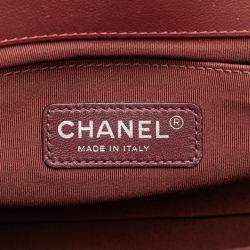 Pre Owned Chanel Burgundy Velvet Medium Velvet Boy Bag
