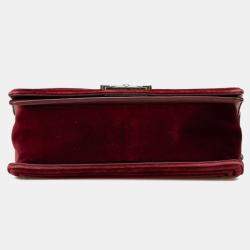 Pre Owned Chanel Burgundy Velvet Medium Velvet Boy Bag