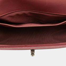 Pre Owned Chanel Burgundy Velvet Medium Velvet Boy Bag