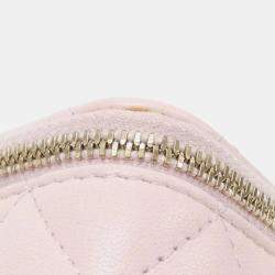 Chanel Pink Caviar Quilted Mini Vanity Case With Chain 