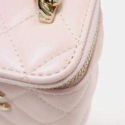 Chanel Pink Caviar Quilted Mini Vanity Case With Chain 