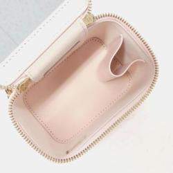 Chanel Pink Caviar Quilted Mini Vanity Case With Chain 