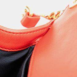 Pre Owned Chanel Red Leather Boy Waffle Chain Shoulder Bag