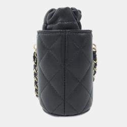Pre Owned Chanel Black Quilted Mini Bucket Shoulder Bag