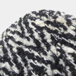 Chanel Black and White Tweed Shearling Round Clutch With Chain and Coin Purse