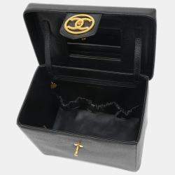Chanel Black Caviar Skin Coco Mark Vanity Bag