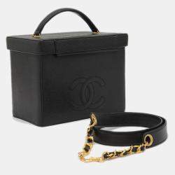 Chanel Black Caviar Skin Coco Mark Vanity Bag