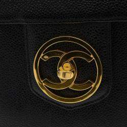 Chanel Black Caviar Skin Coco Mark Vanity Bag