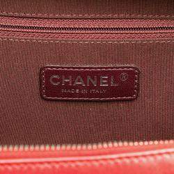 Pre Owned Chanel Red Small Quilted Glazed Calfskin Coco Boy Camera Bag