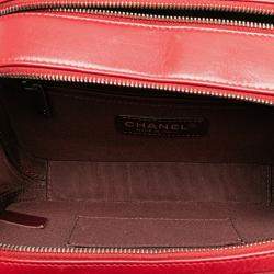 Pre Owned Chanel Red Small Quilted Glazed Calfskin Coco Boy Camera Bag