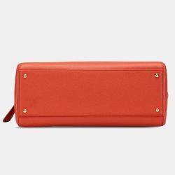 Pre Owned Chanel Orange Grained Calfskin Tote