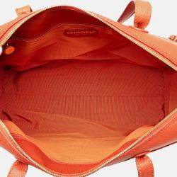 Pre Owned Chanel Orange Grained Calfskin Tote