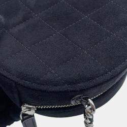 Pre Owned Chanel Black Suede Star Motif Round Chain Shoulder Bag