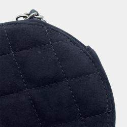 Pre Owned Chanel Black Suede Star Motif Round Chain Shoulder Bag