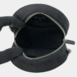 Pre Owned Chanel Black Suede Star Motif Round Chain Shoulder Bag