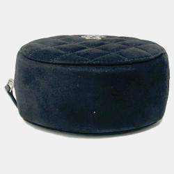 Pre Owned Chanel Black Suede Star Motif Round Chain Shoulder Bag